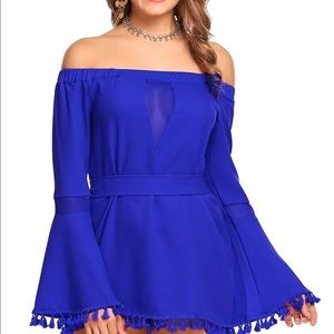 Zeagoo small royal blue off the shoulder dress
